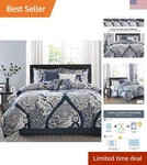 Luxurious King Comforter Set With Decorative Pillows - Vienna Indigo Collection. Fixed Price $119.69.