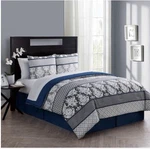 Vcny Home Beckham Damask Medallion Geometric 8-PC. Comforter Set Queen Blue. Fixed Price $39.99.