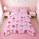 Erosebridal Strawberry Bow Full Comforter Set Girls Pink Sweet. Fixed Price $82.80.