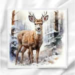 Winter Deer Fabric Panel Quilt Block For Christmas Sewing And Crafting WD1982. Fixed Price $5.00.