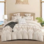 Luxurious Linen Textured Cotton Boho Duvet Cover King Tufted Forter. Fixed Price $96.19.