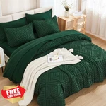 Andency King Comforter Set - 7 Pc Dark Emerald Boho Bedding. Fixed Price $74.99.