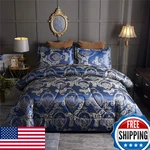 Raytrue-x Comforter Set Satin Silk Blanket All Season Bed Luxury Royal Blue. Fixed Price $82.29.