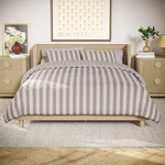 Beautiful 100% Cotton Striped 3-PIECE Natural Comforter Set, Full/queen. Fixed Price $76.95.