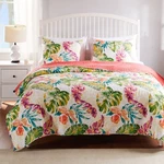 Greenland Home Tropics Palm Leaves Coastal 3-PIECE King/cal King, Coral. Fixed Price $240.29.
