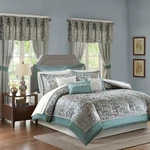 Madison Park 24 Piece Faux Silk Paisley Queen Comforter Set With Matching. Fixed Price $246.92.