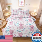 Sirdo Kids Cat Bedding Twin Size Bag Cute Pink Animal Comforter Set. Fixed Price $68.26.