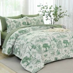 Xruibed Green King Size Comforter Set 7 Piece Bag Toile De Jouy Bota.... Fixed Price $41.38.