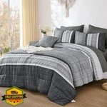 Dintszyayue Grey Queen Comforter Set 8PC Striped Bedding Microfiber. Fixed Price $69.24.