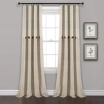 Lush Decor Button Stripe Curtain Panels, (2 Pc) 40"X95", Linen, Farmhouse. Fixed Price $25.00.