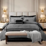 Hotel Comforter Set Queen Size 8 Piece Bedding Grey Luxury Hydro-brushed Mod. Fixed Price $149.99.