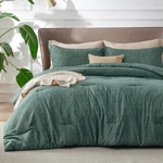 King Comforter Set 3 Pieces Cationic Dyed Dark Green Melange Bedding Bedsure. Fixed Price $89.99.