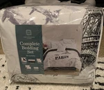 Home Expressions Paris Complete Bedding Set W/ Sheets White/black King Size New. Fixed Price $129.99.