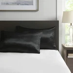 Madison Park Essentials, Satin Pillow Case Set, Standard, Black. Fixed Price $13.49.