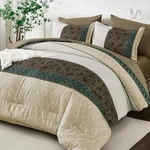 Dinjoy Queen Comforter Set Khaki Boho 7 Pc Bedding Warm Striped. Fixed Price $85.16.
