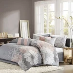 Madison Park Luxury Queen Comforter Set Grey And Blush Finish MP10-5670. Fixed Price $119.99.