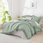 Andency Sage Green Comforter Set Full 3 Pieces Lightweight Soft Ruffle Bed. Fixed Price $74.70.