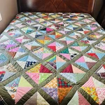 Vintage Handmade Patchwork Quilt 65 X 80 Triangle Blocks Twin / Full Size. Fixed Price $285.00.