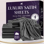 Sleep Sanctuary Queen Satin Sheets Set - 4PC Luxury Silky Bedding, Deep Pocket. Fixed Price $50.93.