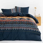 - Bohemian Comforter Set, Boho Chic Paisley Striped Floral Queen Orange Navy. Fixed Price $41.12.