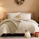 Monbix Queen Comforter Set - 7 Pieces Apricot Beige Bag Bedding. Fixed Price $70.85.