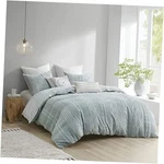 Ink+ivy 100% Cotton Trendy Stripe Textured Full/queen Kara Aqua Comforter Set. Fixed Price $166.65.