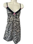 Johnson Betseyville Leopard Chemise Gown Xl Black Lace Pink Bows Slits. Fixed Price $24.97.
