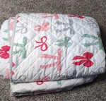 Martha Stewart King Size Quilt Bows Pink Green Gray Comforter. Fixed Price $34.99.
