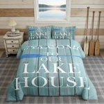 Lake Comforter Set Full Size, Rustic Cabin Farmhouse Style Bedding 3PC. Fixed Price $90.71.