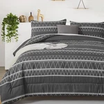 Wongs Bedding Dark Grey Comforter Queen, Boho Reversible Gray Set.... Fixed Price $36.94.