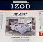 Izod Ronan Twin Quilt Set Bedding Pillow Sham Nautical Red White Blue Grey. Fixed Price $29.99.