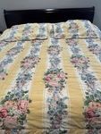 Croscill Princess Floral Yellow Striped Pearl Comforter Queen King Sham Set Flaw. Fixed Price $150.00.