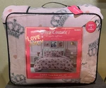 Juicy Couture Pink Plush Faux Fur Crowns Print 4PC Queen Comforter Set Soft&cozy. Fixed Price $93.99.