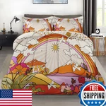 Zzzboro Comforter Set With 2 Pillowcases Full Size, Retro Hippie Flower Sun Rain. Fixed Price $85.28.