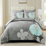 Menghomeus Cyan Floral Queen Comforter Set 3PC Soft Microfiber Lightweight. Fixed Price $50.20.