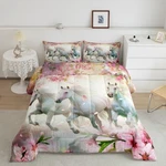 Feelyou Bedding Set White Galloping Horses Comforter Twin, Multi 20. Fixed Price $28.88.
