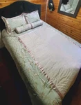 6 Pc Ellison Ansley Queen Comforter Set Pillows Valance Dusty Aqua Pink Green. Fixed Price $175.00.