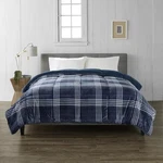 Cuddl Duds Cozy Soft Navy Blue/white Plaid Comforter Reversible Full/queen New. Fixed Price $115.00.