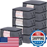 Bicine 10 Pack Clothes Storage Bags With Zipper, 45L Foldable Blanket Bo. Fixed Price $70.50.