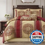 Lanco Modern Lifestyle California King Comforter Set Wine Gold Medallion. Fixed Price $179.30.