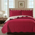 Sherry - 3 Piece Solid Reversible Quilt Set Burgundy. Fixed Price $54.99.