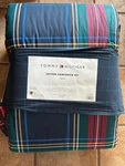 2-PC Tommy Hilfiger Twin Size Cotton Comforter Set 68 X 88 Green Red Blue Plaid. Fixed Price $79.00.