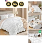 White Queen Comforter SET90X90INCH, 3 Pieces Cute Pinch Pleat Bedding Comfort.... Fixed Price $108.10.