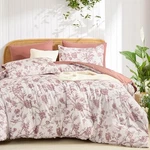 Floral Comforter Set Size 7 Pieces Flower With Bird Bed King Blush Pink. Fixed Price $74.75.