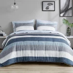 Madision Park Jaxon 7-PIECE Queen Comforter Set, Blue/grey Stripe Design. Fixed Price $168.99.