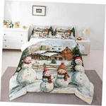 Cute Snowman Bedding Set Size,rustic Cabin Barn Comforter Queen Xmas 02. Fixed Price $84.02.