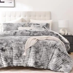 Smoofy Fluffy King Size Comforter Set 3 Pieces Tie-dye Grey Fleece C.... Fixed Price $87.09.