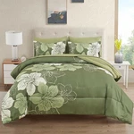 Luxudecor Floral Comforter Set Queen Size, 7 Pieces Bed In Bag Olive Green .... Fixed Price $61.27.