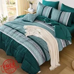 Dintszyayue Teal King Comforter Set 8PC Striped Bedding Microfiber. Fixed Price $68.30.