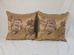 Lot Of 2 Croscill Gold Burgandy Embroidered Square Throw Pillows. Fixed Price $49.95.